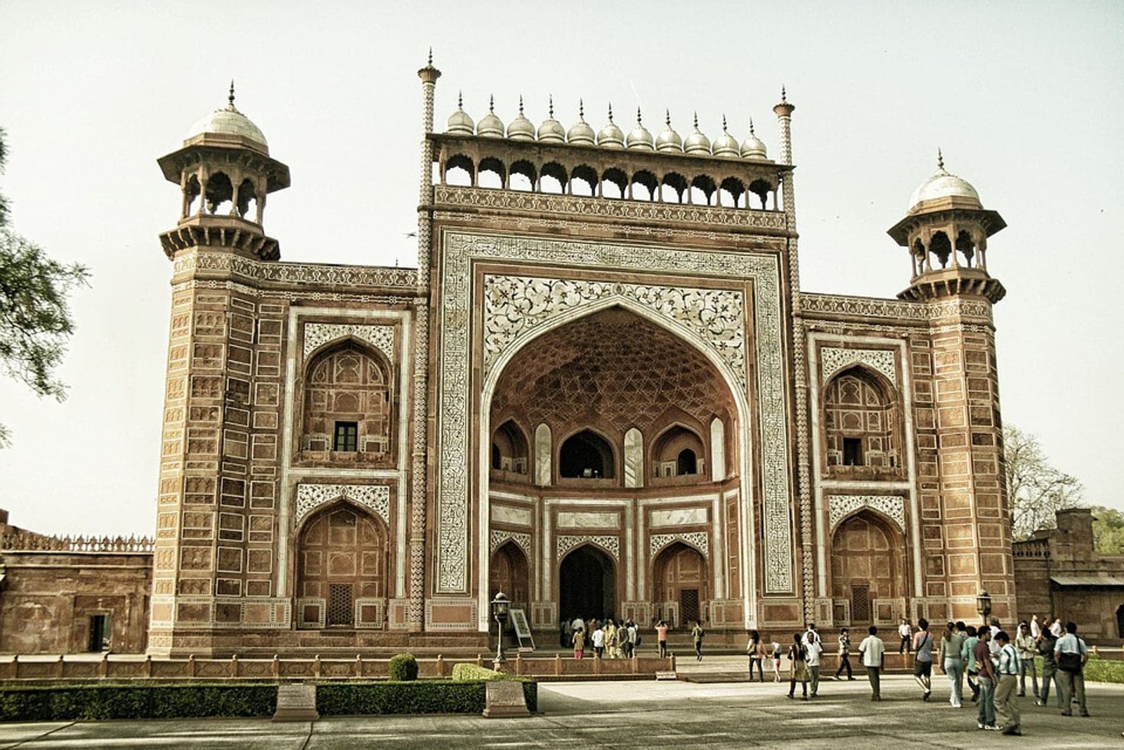 Agra Fort's red sandstone walls in late afternoon light