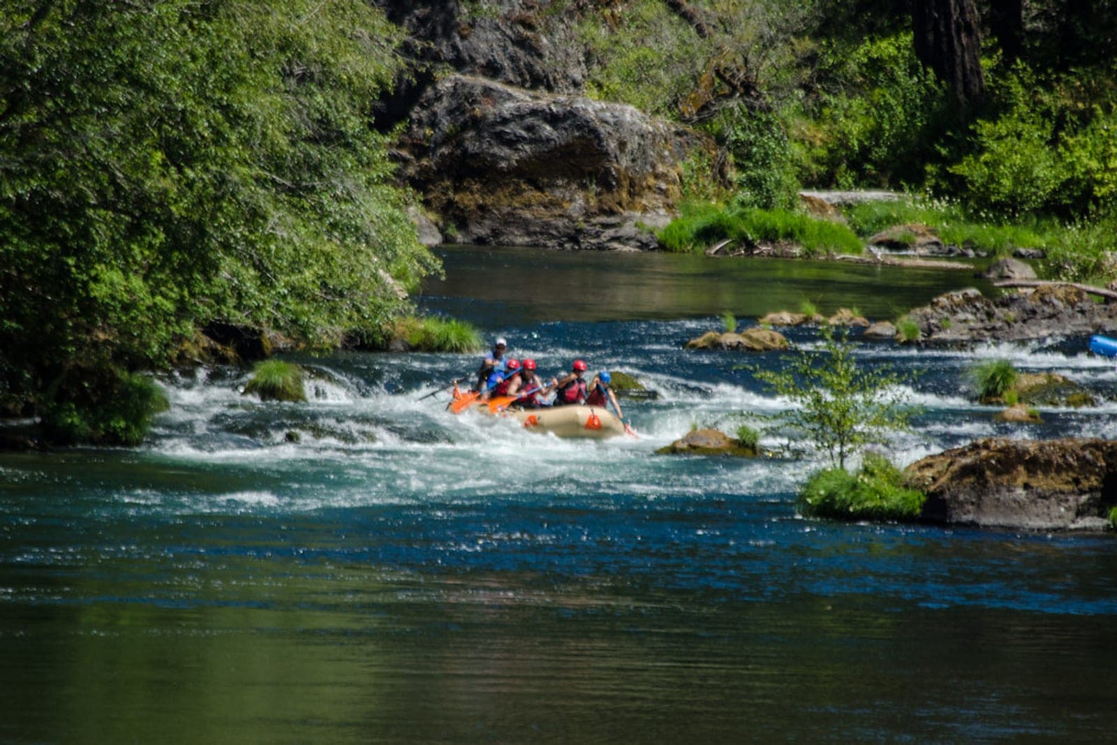 A raft running white water on the Ganga near Rishikesh